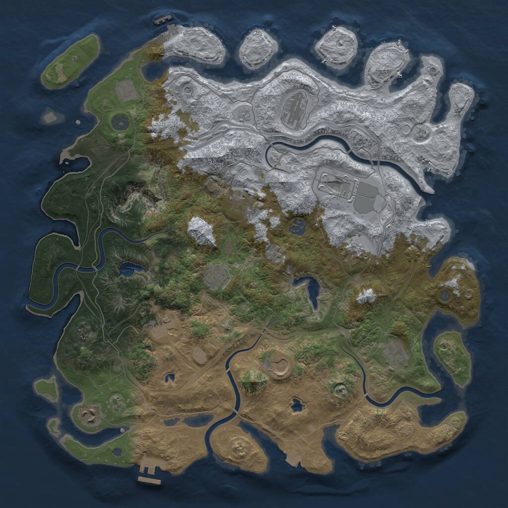 Rust Map: Procedural Map, Size: 4500, Seed: 1375156328, 19 Monuments