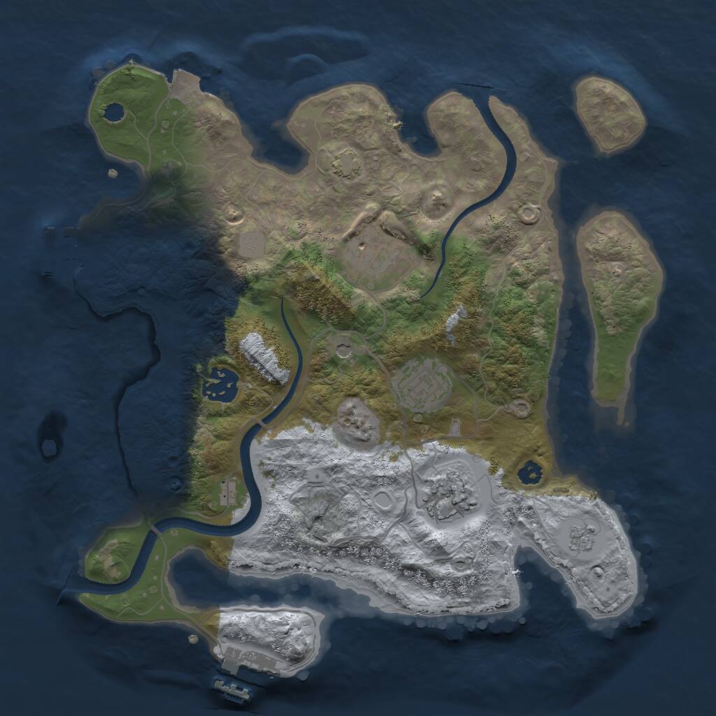 Rust Map: Procedural Map, Size: 3000, Seed: 724032134, 10 Monuments