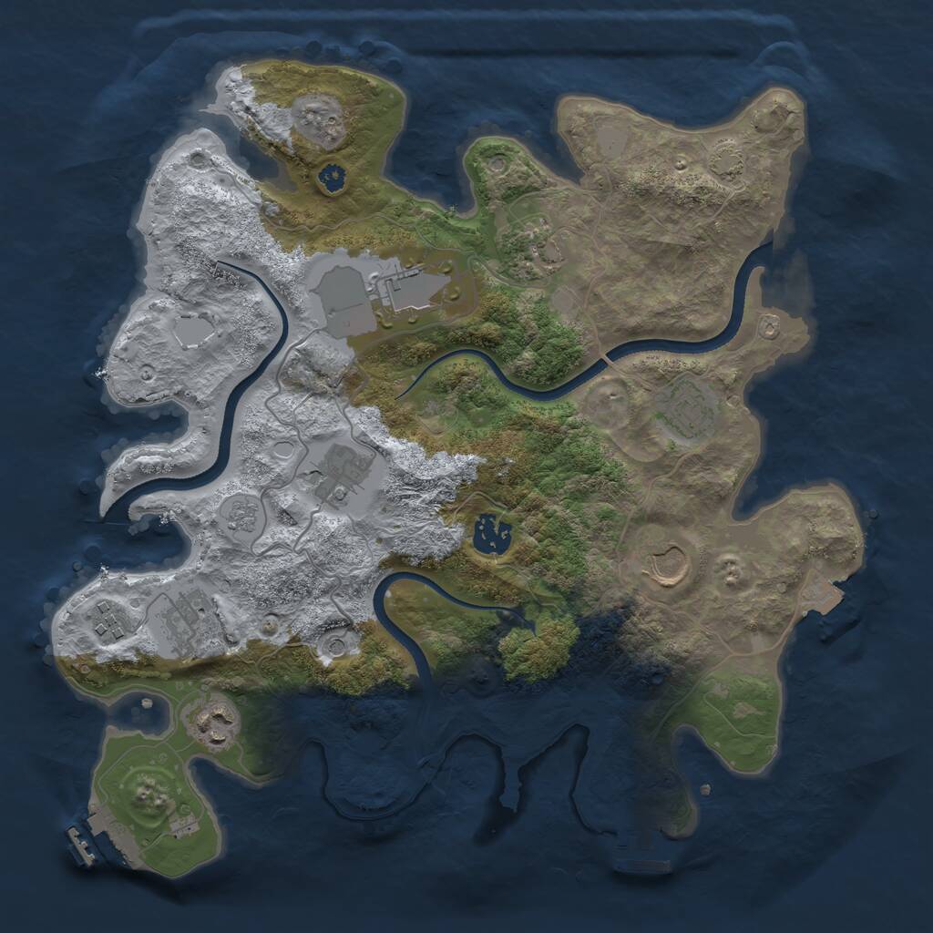 Rust Map: Procedural Map, Size: 3500, Seed: 544917505, 15 Monuments
