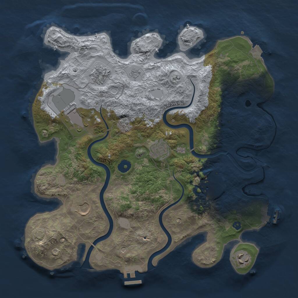 Rust Map: Procedural Map, Size: 3500, Seed: 699296529, 13 Monuments