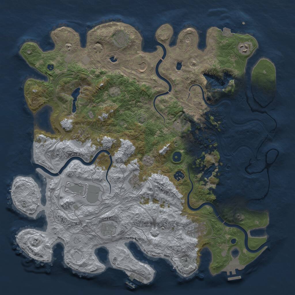 Rust Map: Procedural Map, Size: 4500, Seed: 2095419691, 17 Monuments