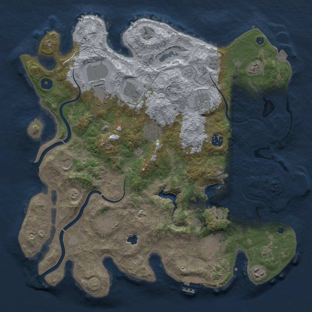 Rust Map: Procedural Map, Size: 4000, Seed: 532770966, 16 Monuments