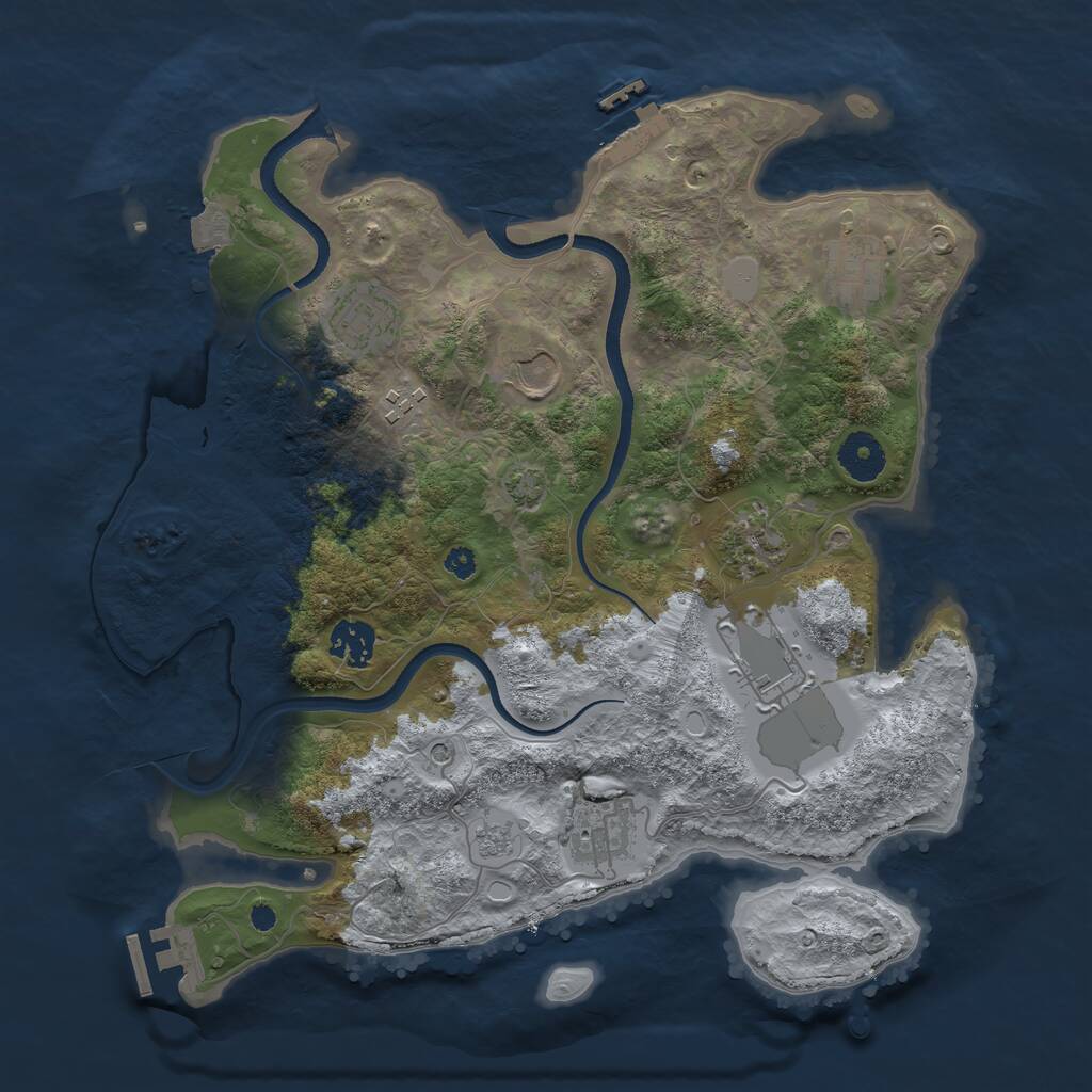 Rust Map: Procedural Map, Size: 3500, Seed: 1820814641, 14 Monuments
