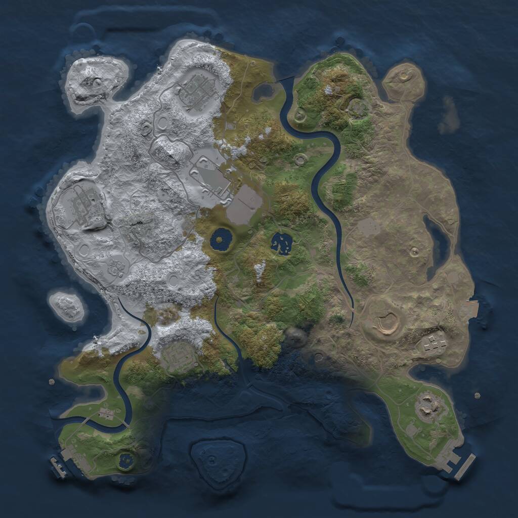 Rust Map: Procedural Map, Size: 3500, Seed: 1818866790, 14 Monuments