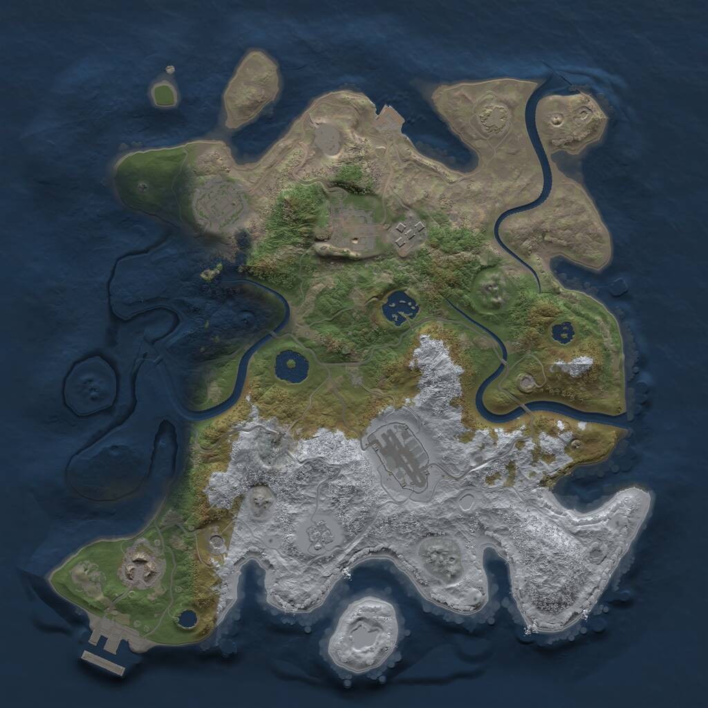 Rust Map: Procedural Map, Size: 3200, Seed: 1777171486, 11 Monuments