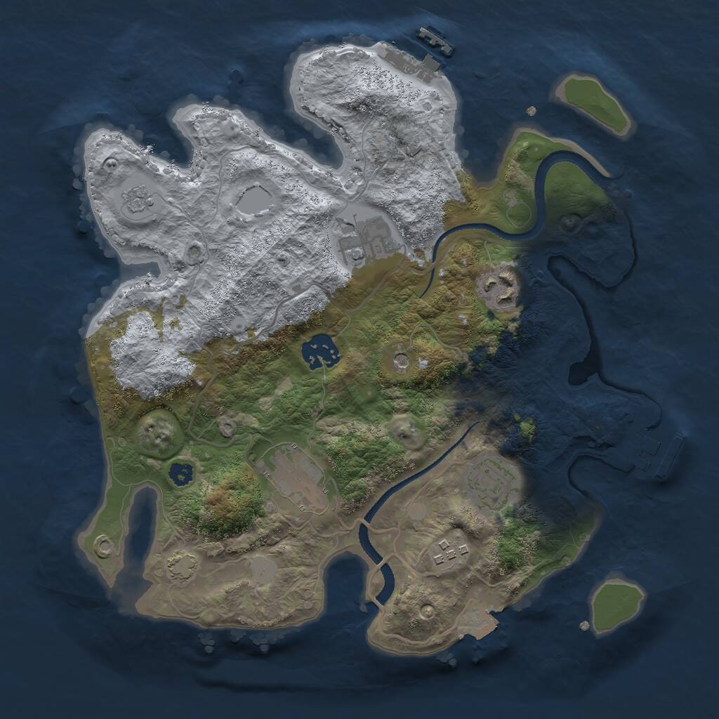 Rust Map: Procedural Map, Size: 3000, Seed: 1864617235, 12 Monuments