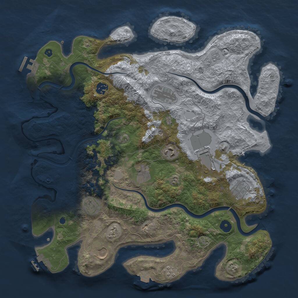 Rust Map: Procedural Map, Size: 3850, Seed: 3250, 15 Monuments