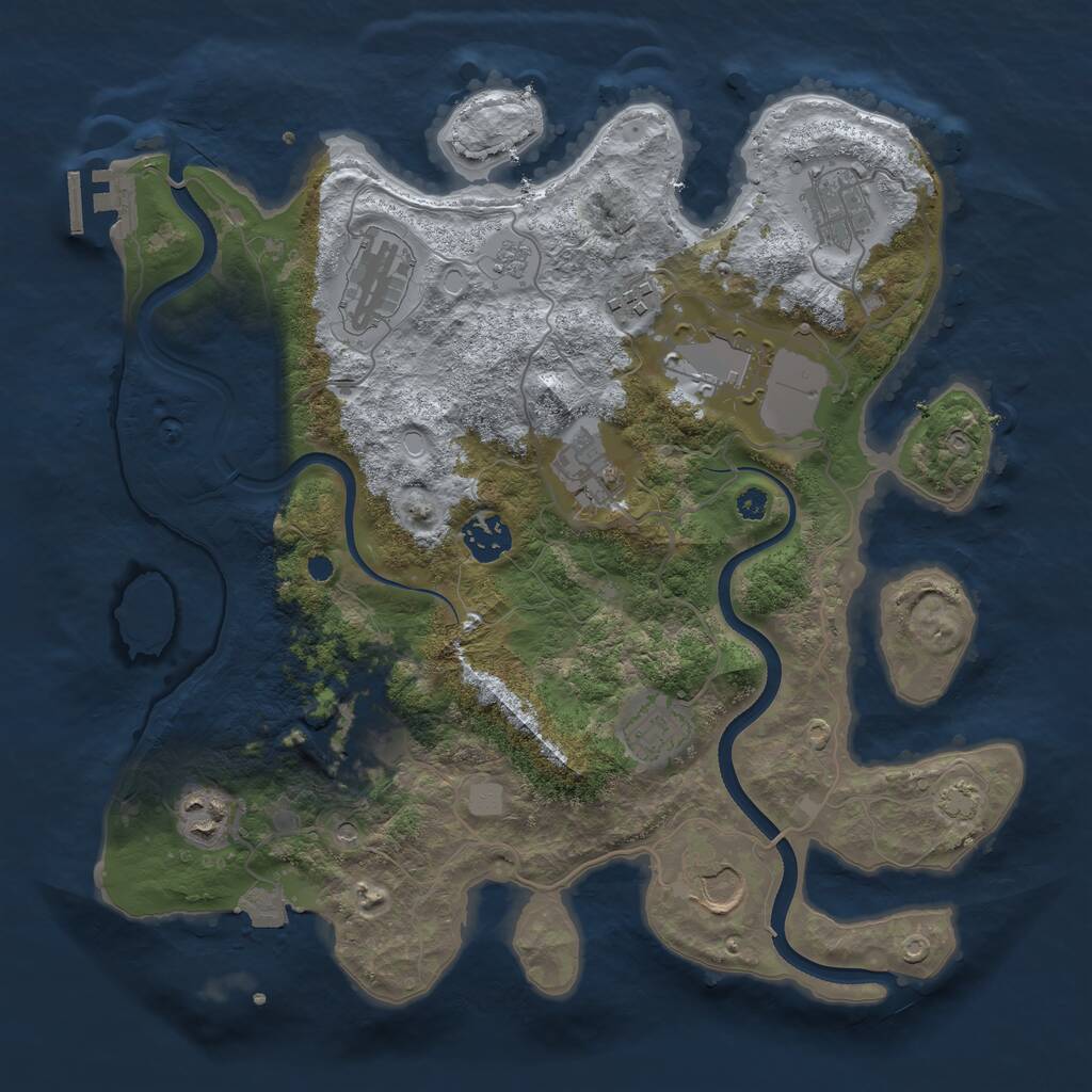 Rust Map: Procedural Map, Size: 3500, Seed: 1707111489, 15 Monuments