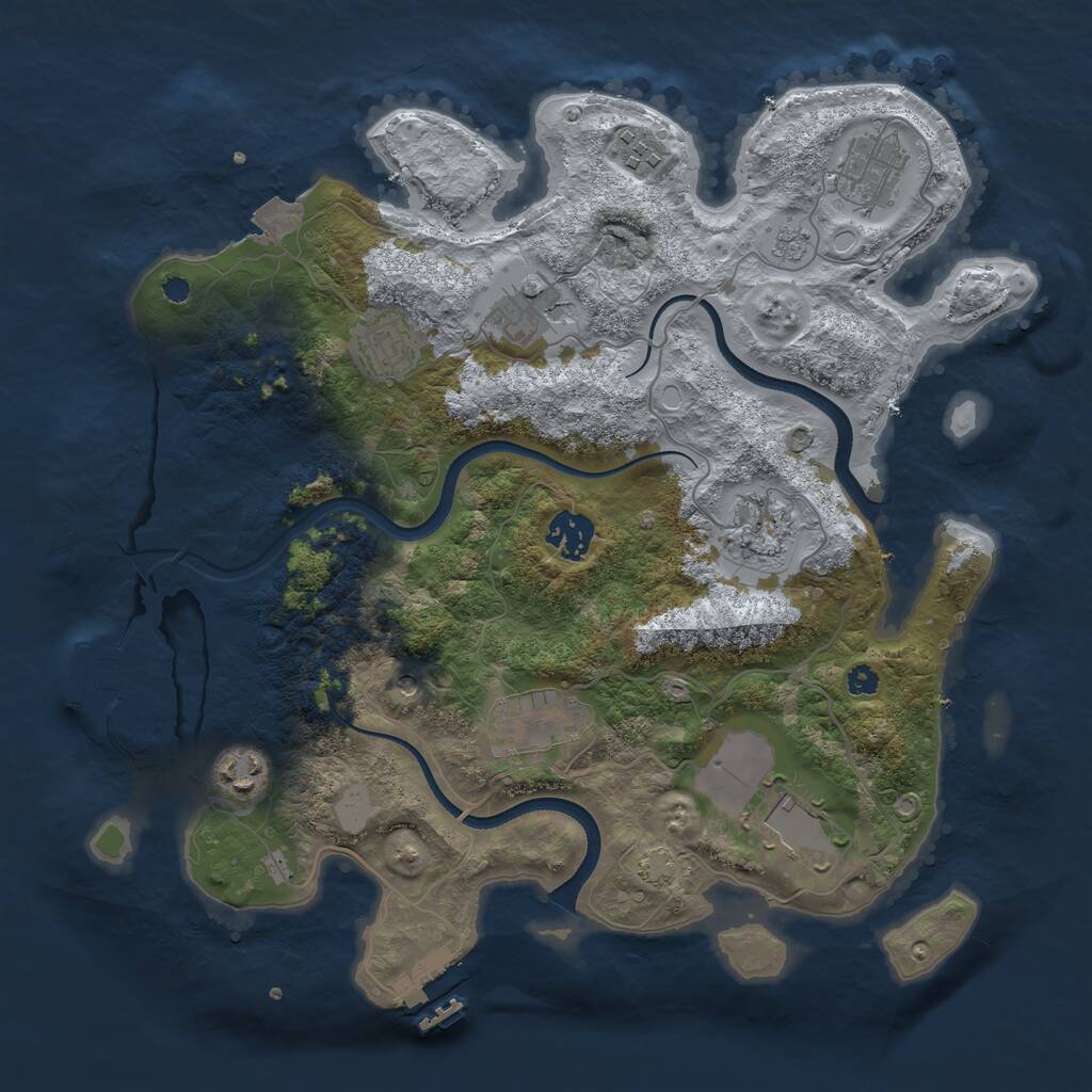 Rust Map: Procedural Map, Size: 3500, Seed: 456870528, 15 Monuments