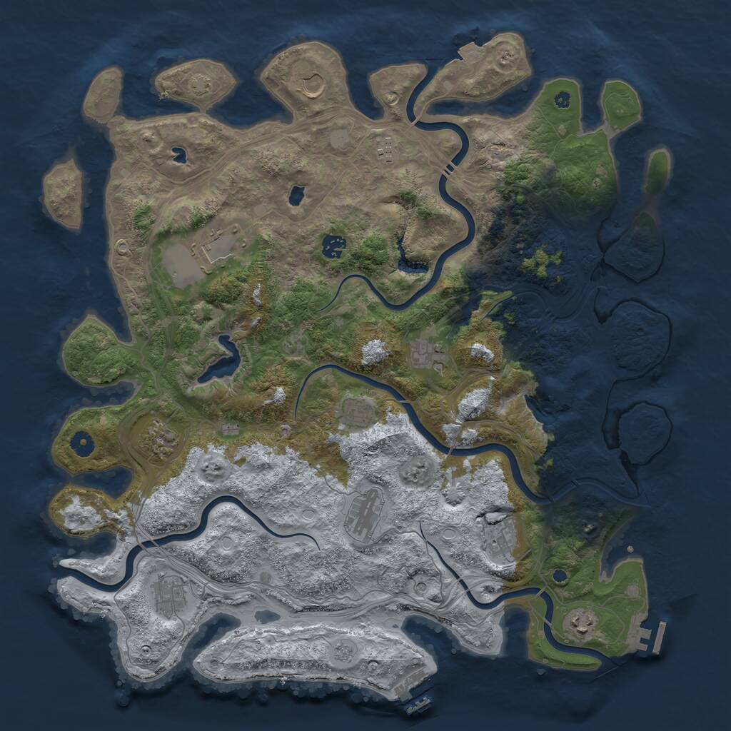 Rust Map: Procedural Map, Size: 4500, Seed: 991167745, 17 Monuments
