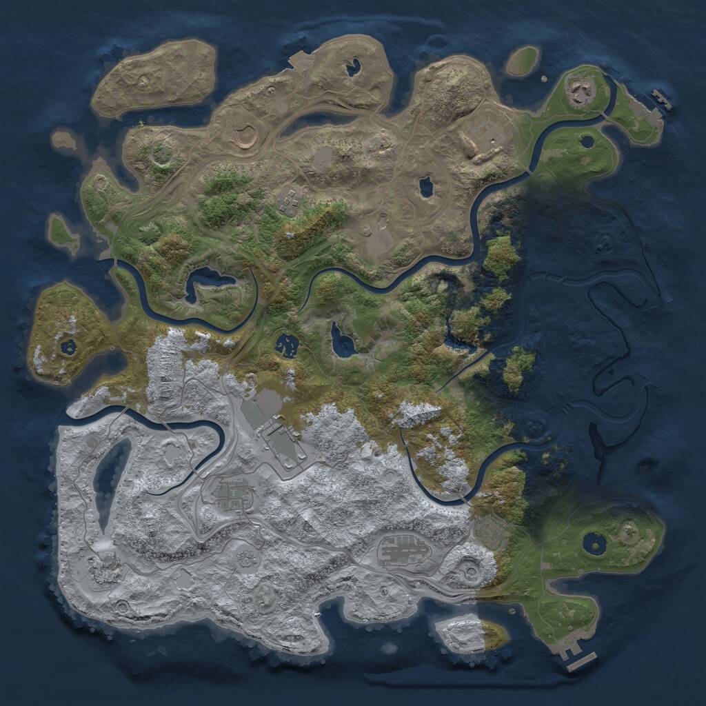 Rust Map: Procedural Map, Size: 4500, Seed: 887623695, 17 Monuments