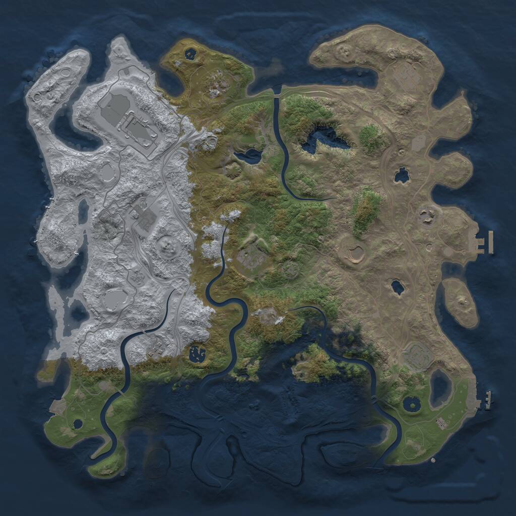 Rust Map: Procedural Map, Size: 4500, Seed: 385490693, 16 Monuments