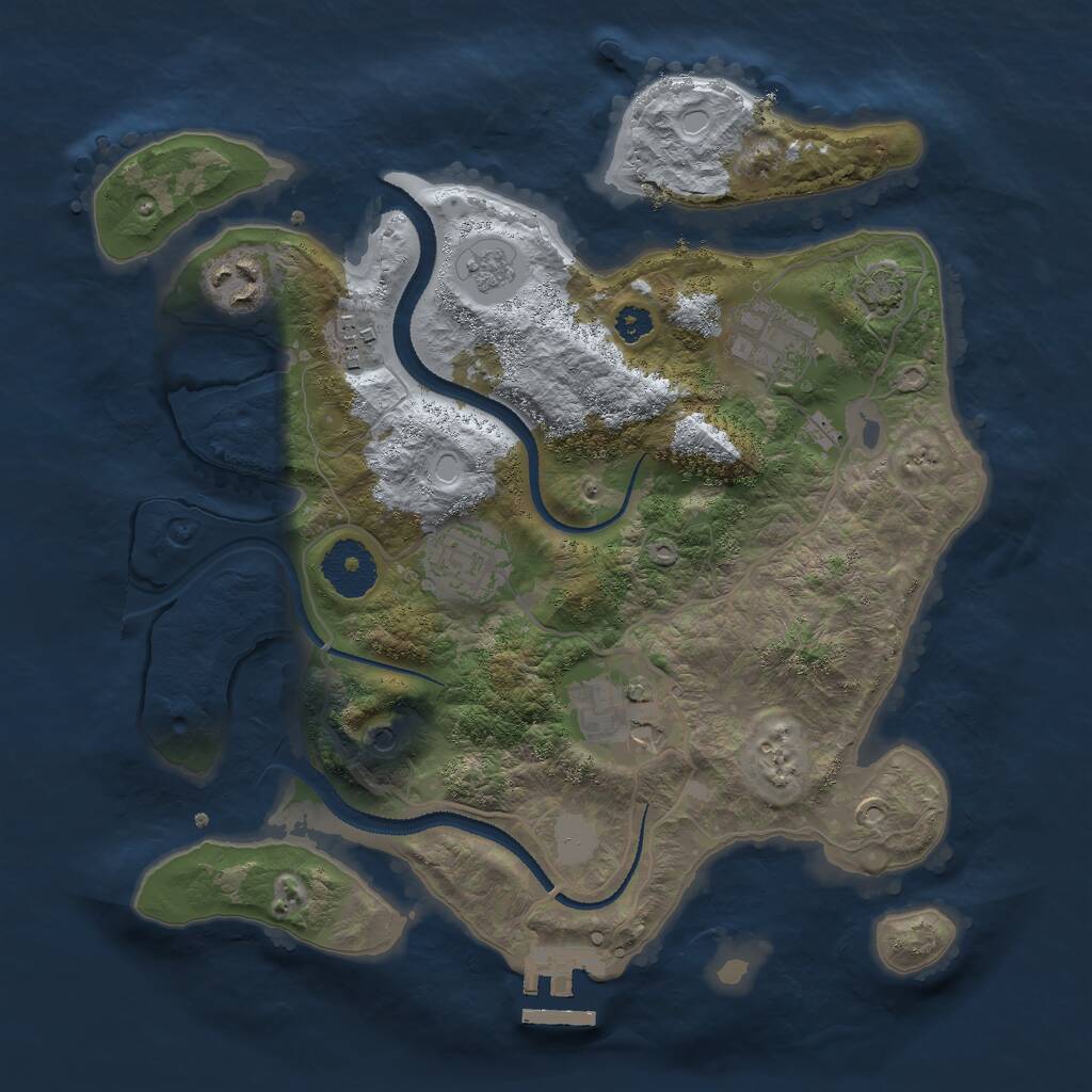 Rust Map: Procedural Map, Size: 3000, Seed: 20880, 10 Monuments