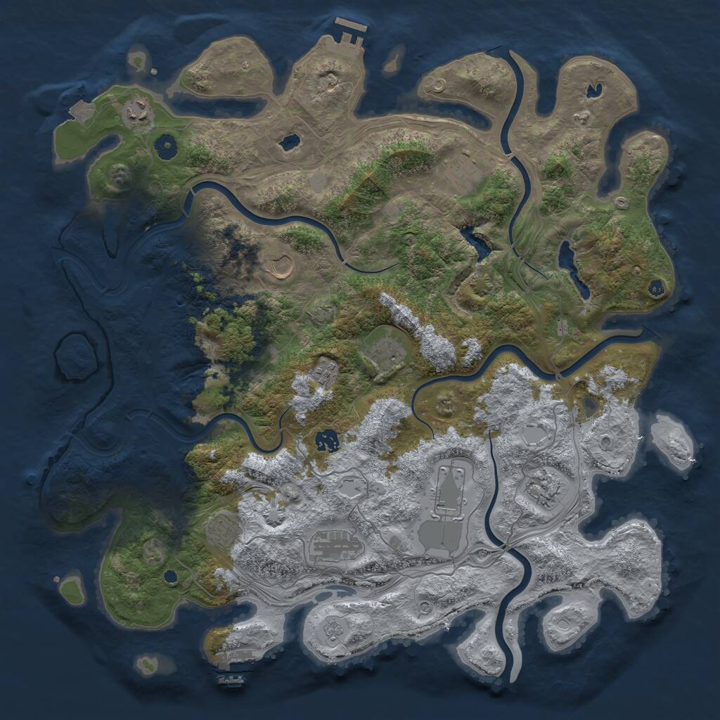 Rust Map: Procedural Map, Size: 4500, Seed: 1239363991, 16 Monuments
