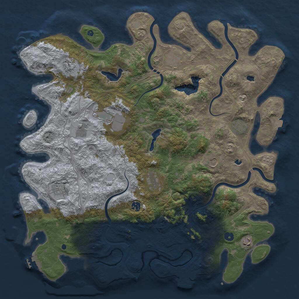 Rust Map: Procedural Map, Size: 4800, Seed: 1088592280, 17 Monuments