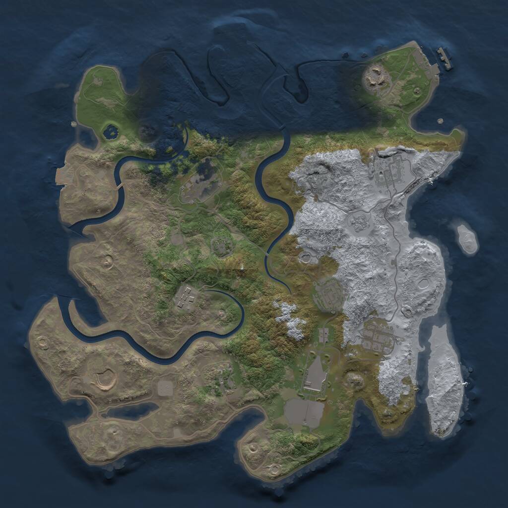 Rust Map: Procedural Map, Size: 3500, Seed: 827176891, 15 Monuments