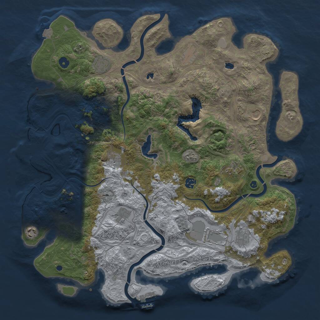Rust Map: Procedural Map, Size: 4500, Seed: 7256, 17 Monuments