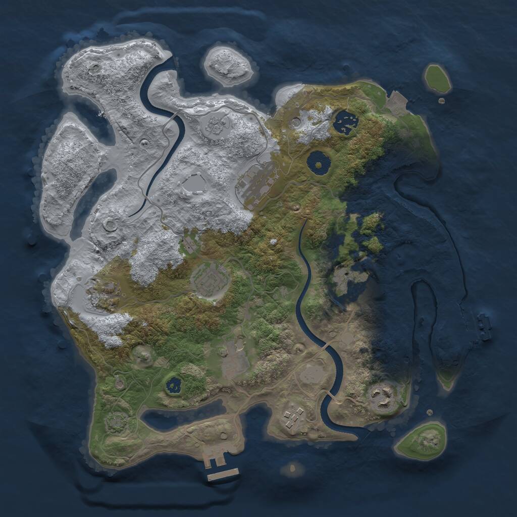 Rust Map: Procedural Map, Size: 3300, Seed: 474747, 14 Monuments