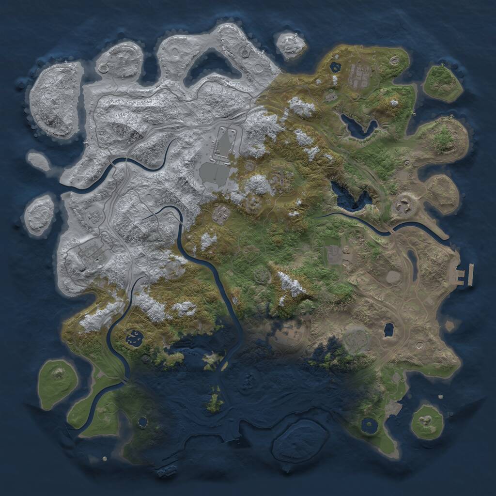 Rust Map: Procedural Map, Size: 4500, Seed: 1334868066, 16 Monuments