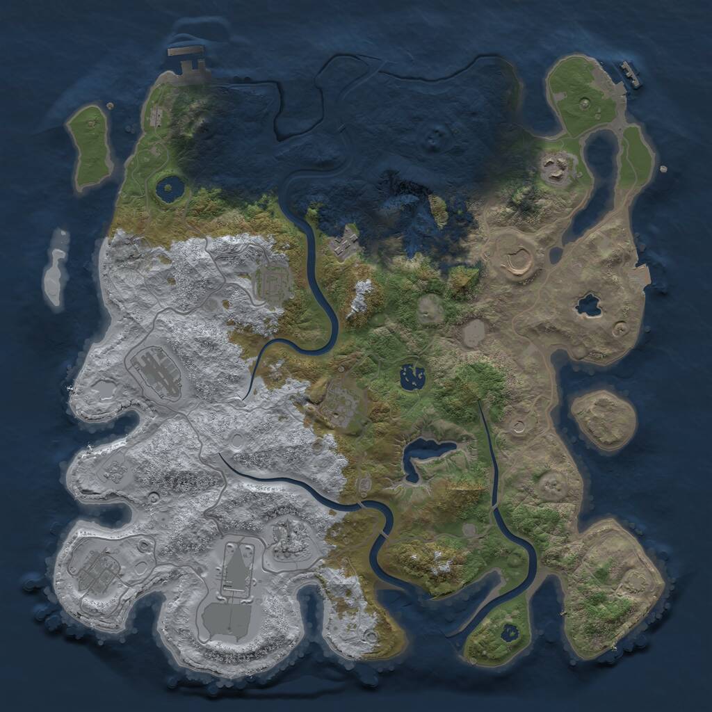 Rust Map: Procedural Map, Size: 4000, Seed: 467277522, 16 Monuments