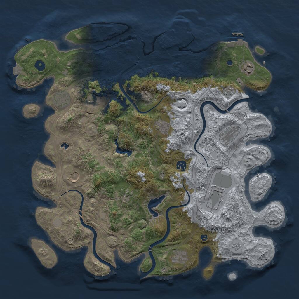 Rust Map: Procedural Map, Size: 4300, Seed: 644400330, 17 Monuments