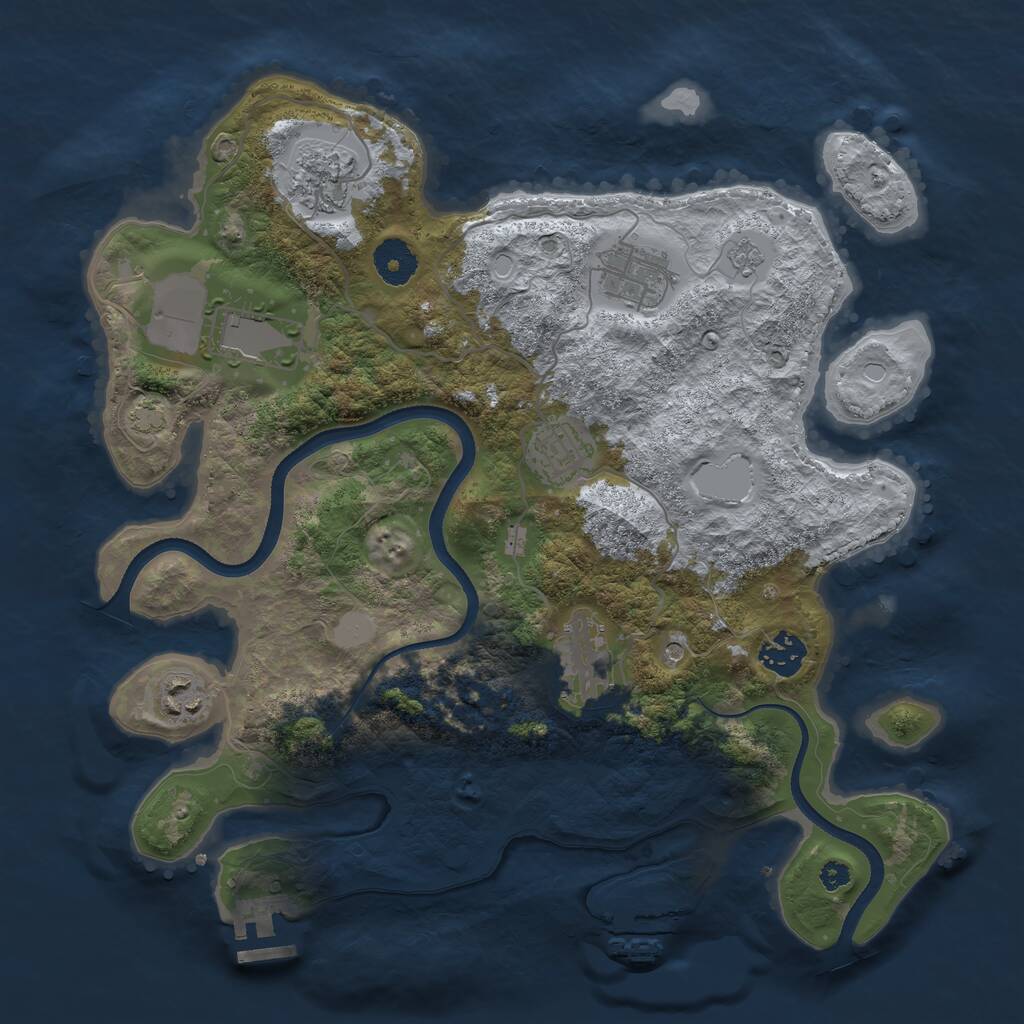 Rust Map: Procedural Map, Size: 3500, Seed: 464993204, 13 Monuments