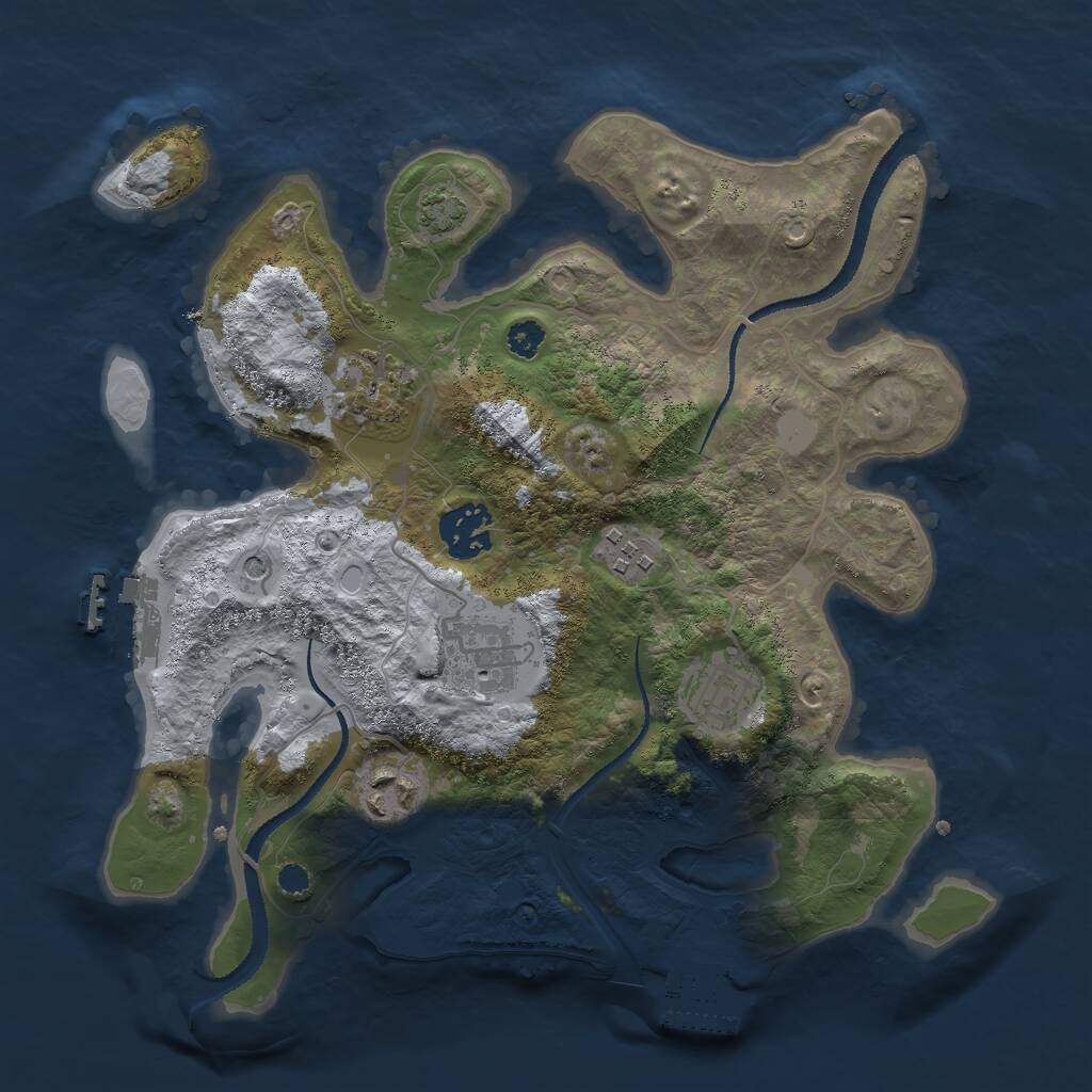 Rust Map: Procedural Map, Size: 3000, Seed: 2120059249, 11 Monuments
