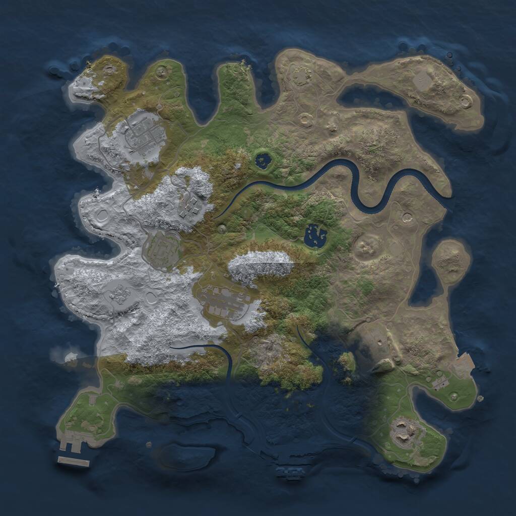 Rust Map: Procedural Map, Size: 3300, Seed: 1027721028, 13 Monuments