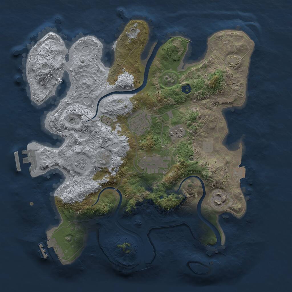 Rust Map: Procedural Map, Size: 3000, Seed: 22826, 10 Monuments