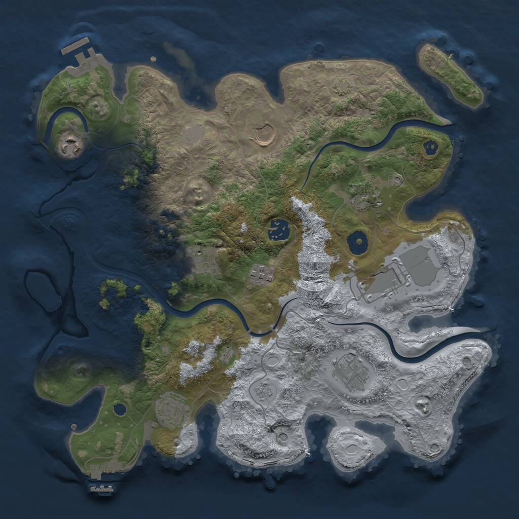Rust Map: Procedural Map, Size: 3500, Seed: 2024580965, 15 Monuments