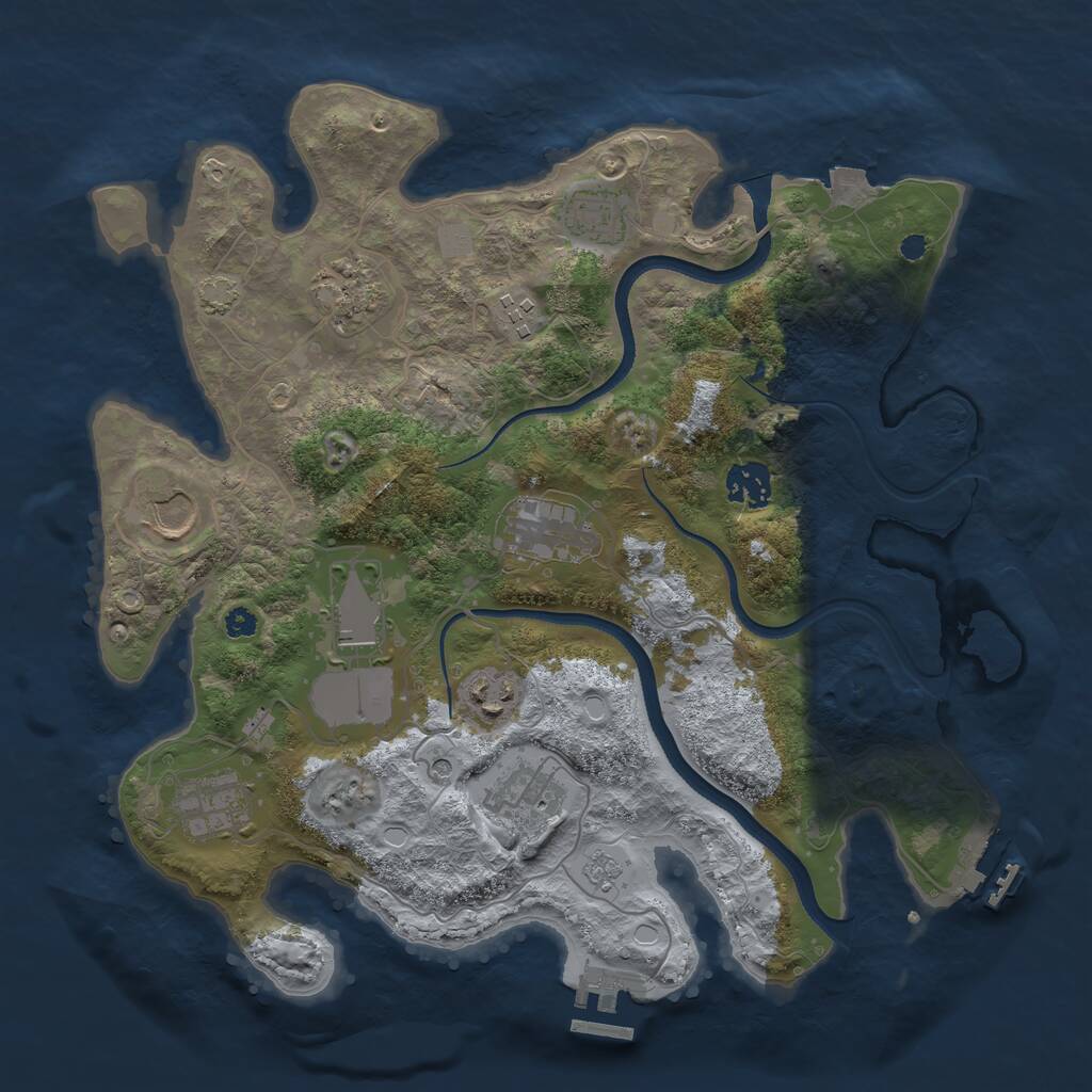 Rust Map: Procedural Map, Size: 3500, Seed: 1492387604, 16 Monuments