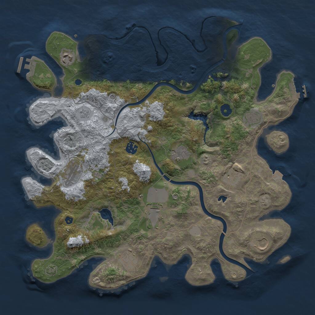 Rust Map: Procedural Map, Size: 4000, Seed: 1353469998, 16 Monuments