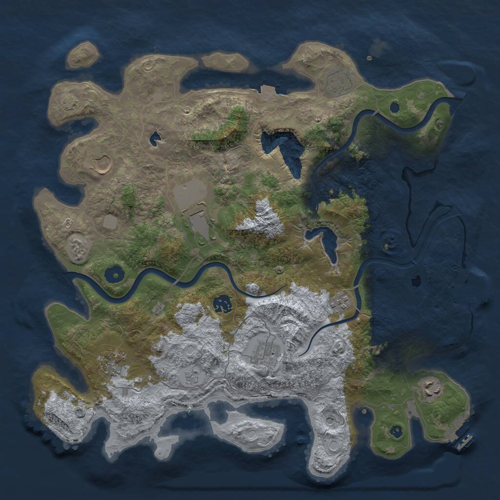 Rust Map: Procedural Map, Size: 4000, Seed: 2143640423, 14 Monuments