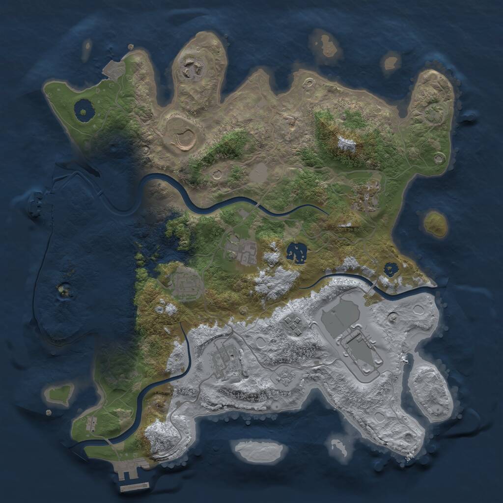 Rust Map: Procedural Map, Size: 3500, Seed: 1225530085, 15 Monuments