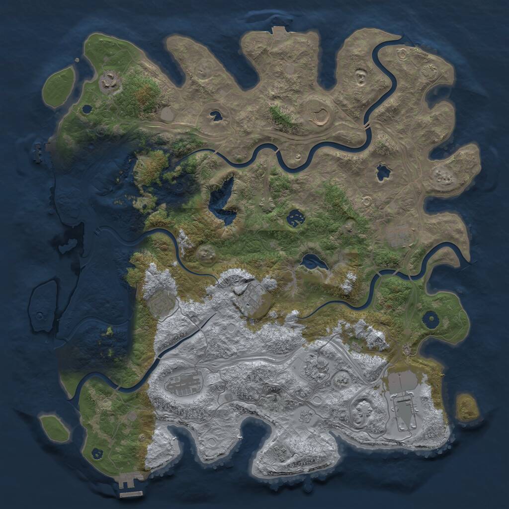 Rust Map: Procedural Map, Size: 4500, Seed: 157554345, 16 Monuments