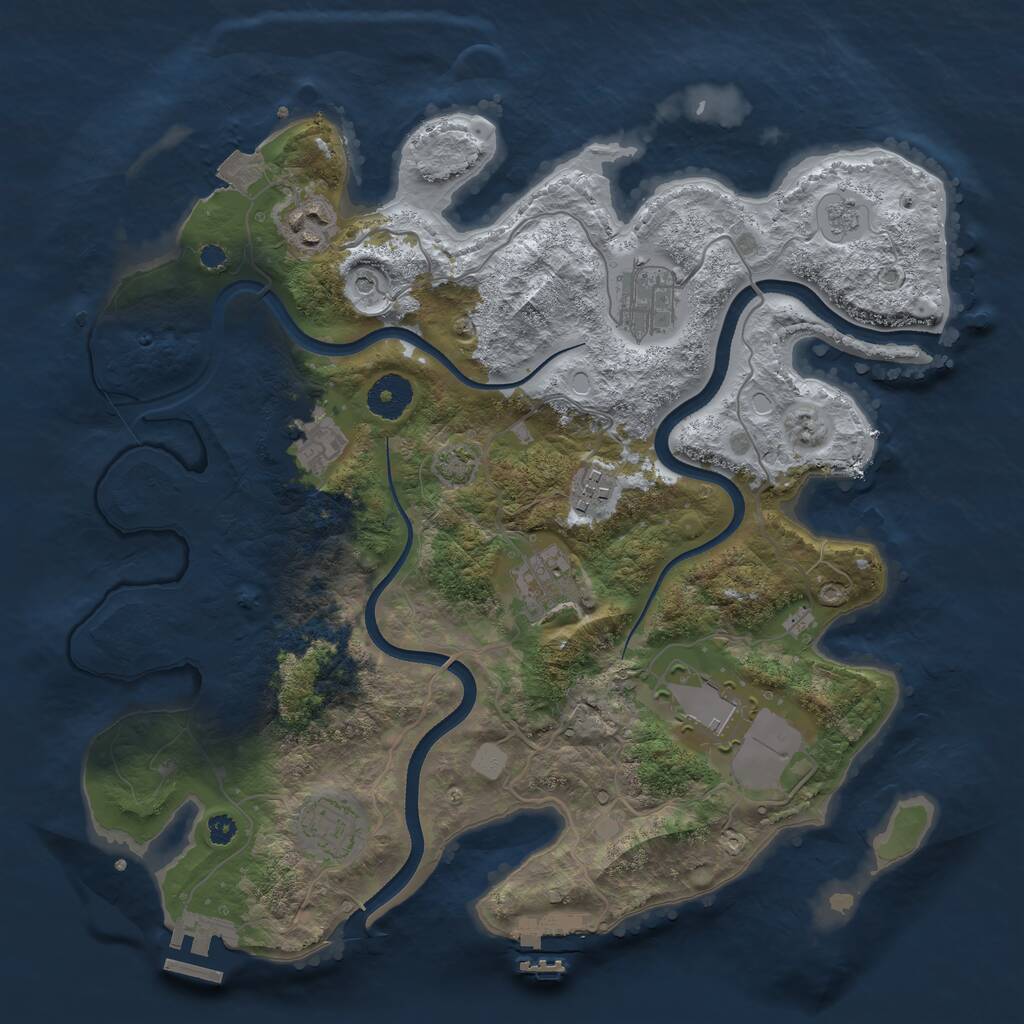 Rust Map: Procedural Map, Size: 3500, Seed: 648167, 13 Monuments