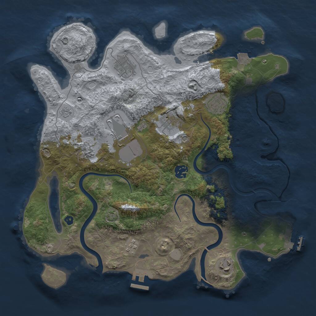 Rust Map: Procedural Map, Size: 3500, Seed: 996740950, 14 Monuments