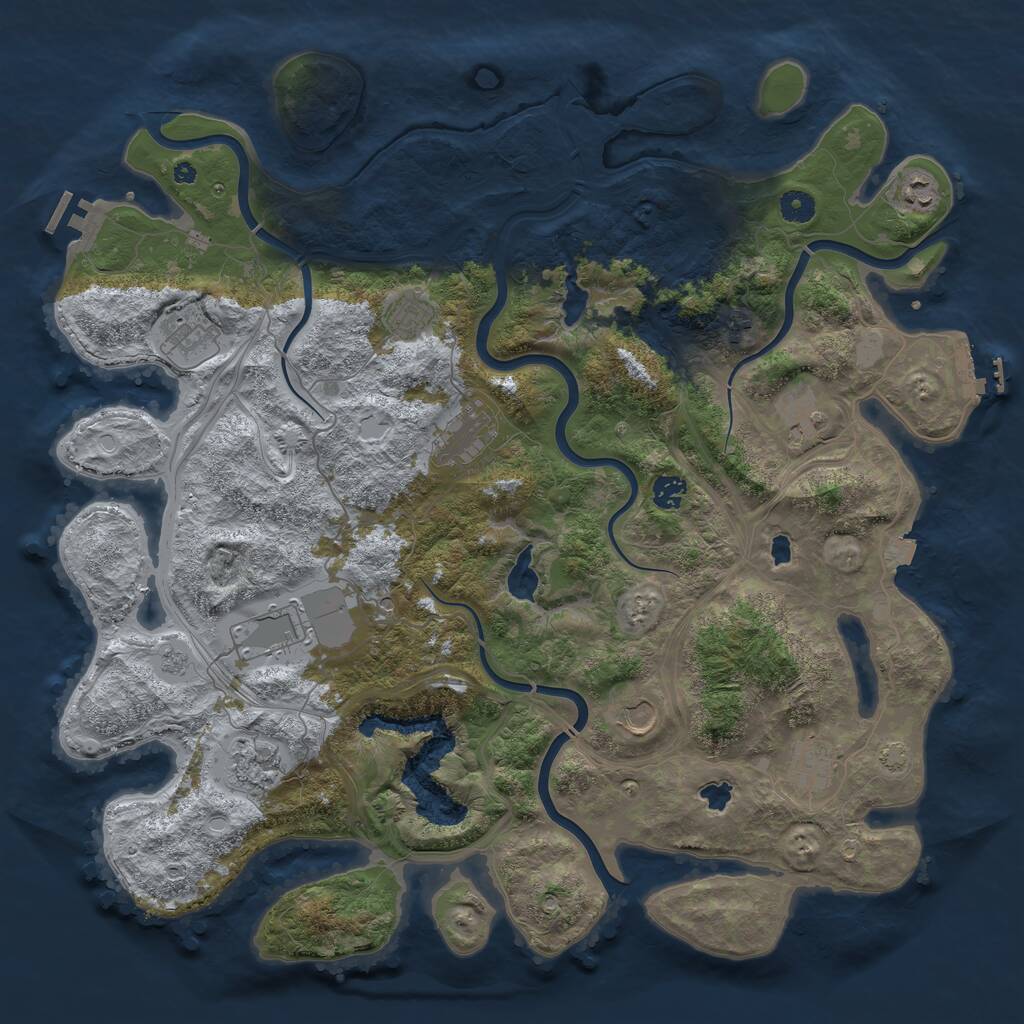 Rust Map: Procedural Map, Size: 4500, Seed: 1379137957, 17 Monuments