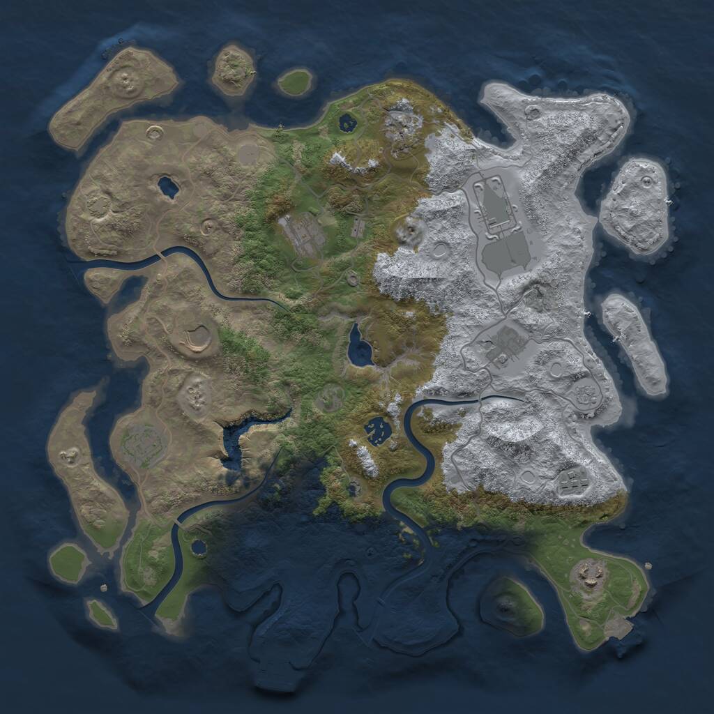 Rust Map: Procedural Map, Size: 4000, Seed: 884412781, 14 Monuments