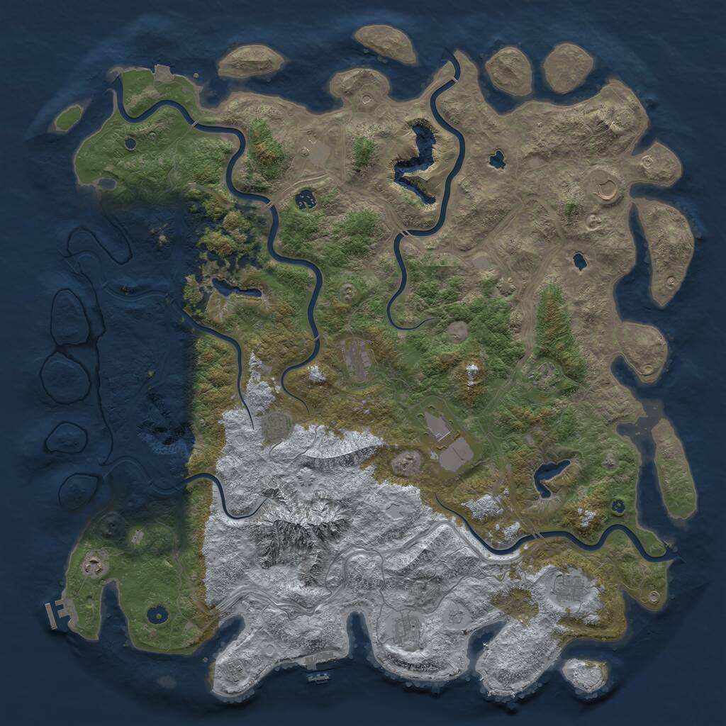 Rust Map: Procedural Map, Size: 5500, Seed: 1866683076, 17 Monuments