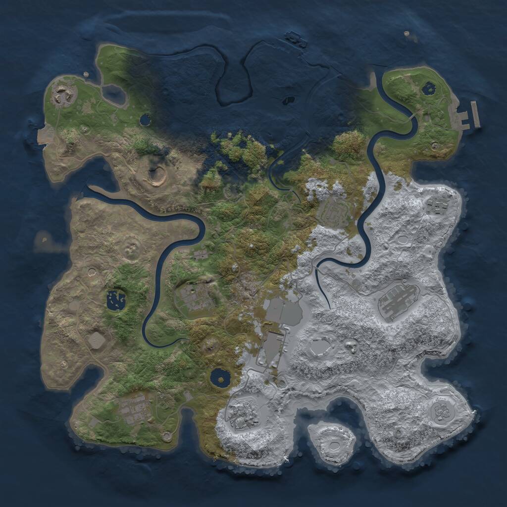 Rust Map: Procedural Map, Size: 3800, Seed: 765277243, 16 Monuments