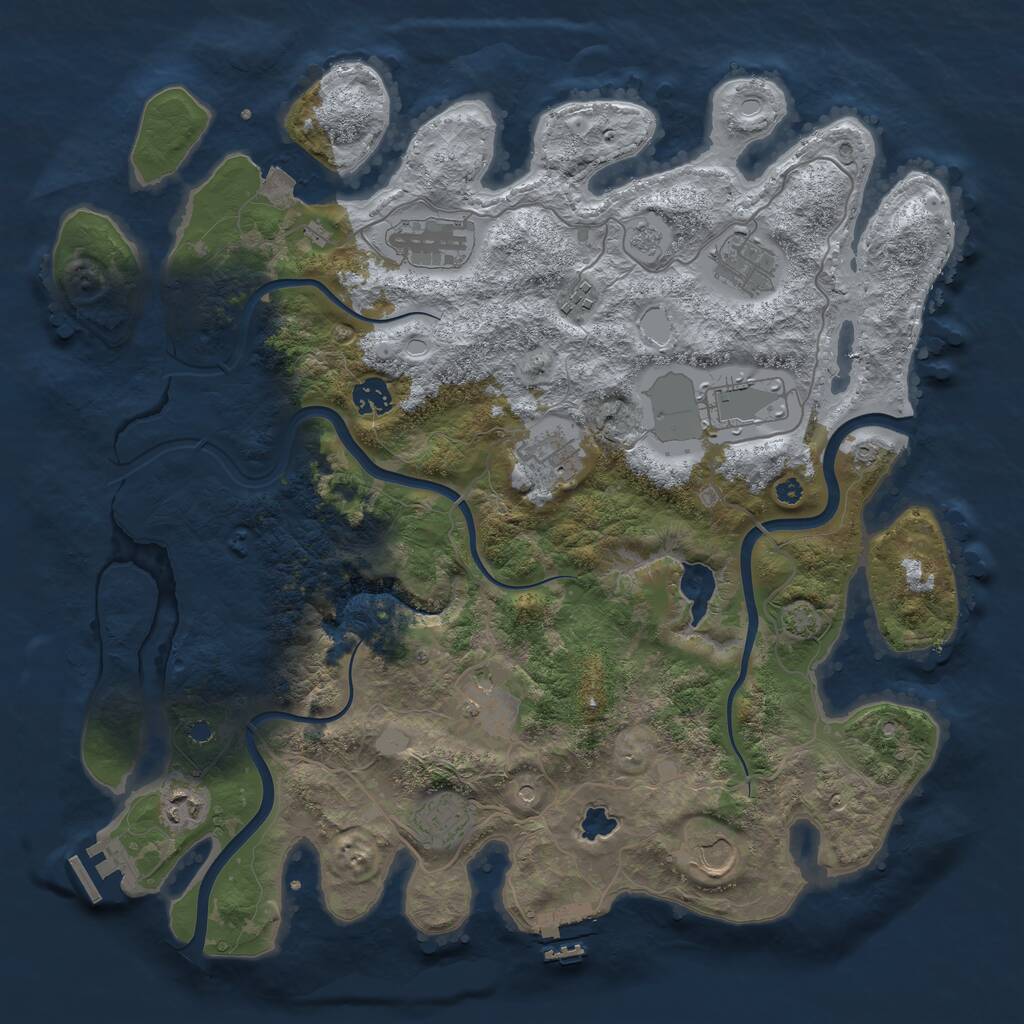Rust Map: Procedural Map, Size: 4000, Seed: 468543898, 16 Monuments