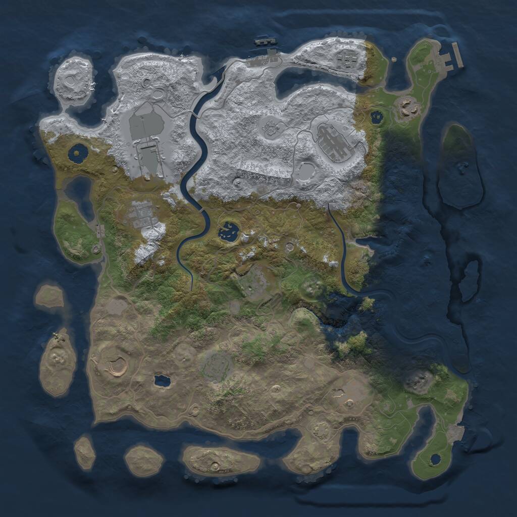 Rust Map: Procedural Map, Size: 4000, Seed: 317096576, 16 Monuments