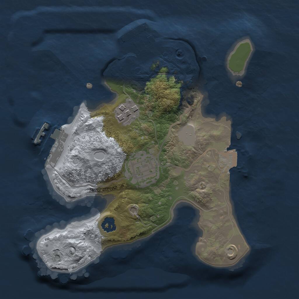 Rust Map: Procedural Map, Size: 2000, Seed: 1054403872, 5 Monuments