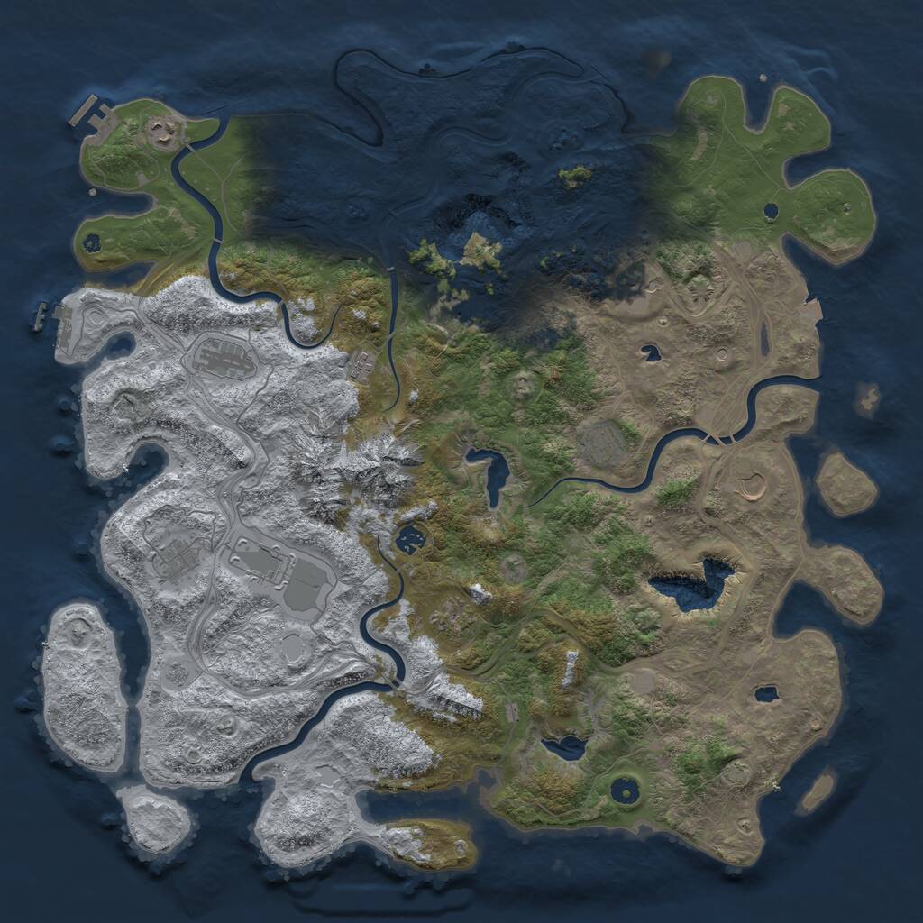 Rust Map: Procedural Map, Size: 5000, Seed: 1843283698, 17 Monuments
