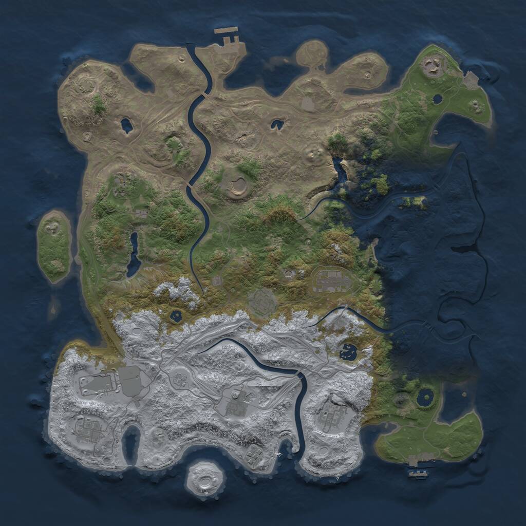 Rust Map: Procedural Map, Size: 4500, Seed: 681648154, 17 Monuments
