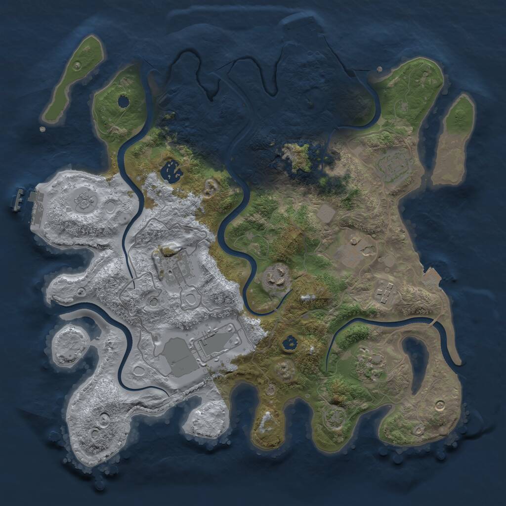 Rust Map: Procedural Map, Size: 3500, Seed: 16044, 14 Monuments