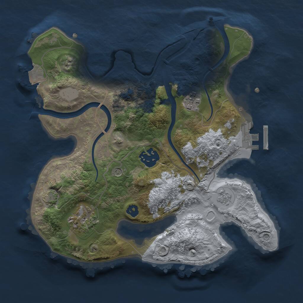 Rust Map: Procedural Map, Size: 2500, Seed: 1907915812, 8 Monuments