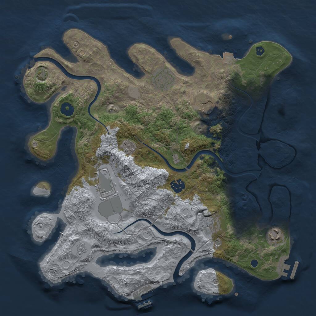 Rust Map: Procedural Map, Size: 3500, Seed: 516625900, 13 Monuments