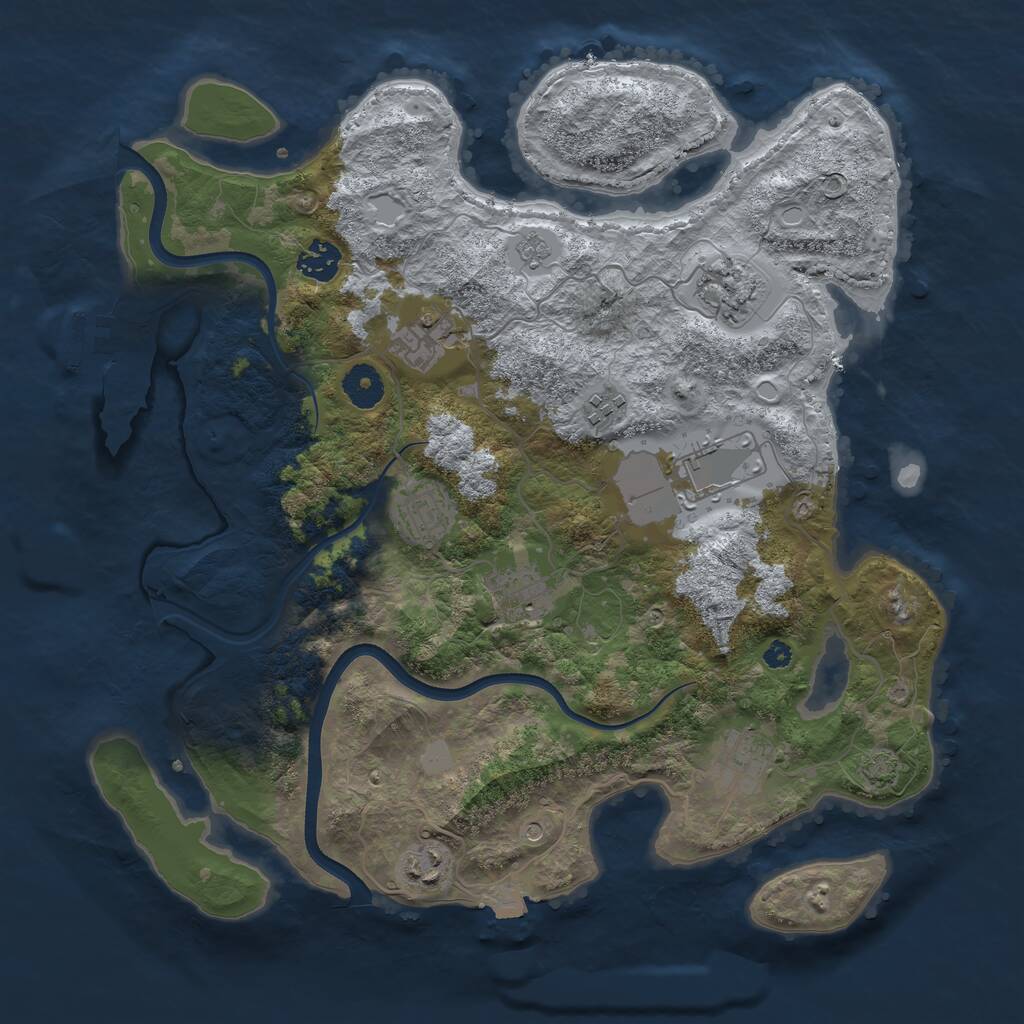 Rust Map: Procedural Map, Size: 3700, Seed: 1639217916, 14 Monuments